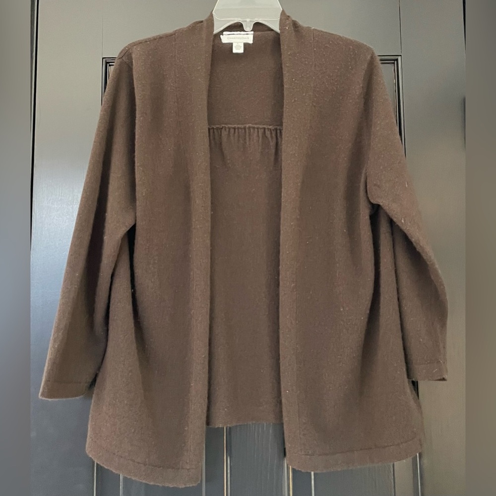 Charter Club Cashmere Brown Open Front Women's Sweater
